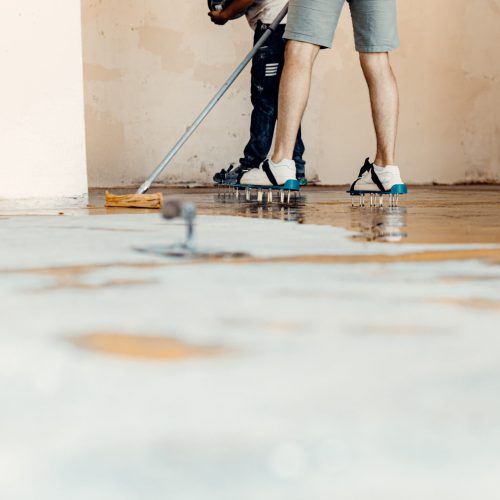 Floor preparation with resin support layer for anti-slip system