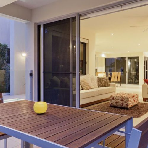 13711979 - luxurious backyard patio and living room